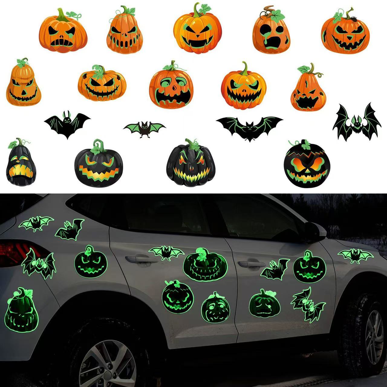 Halloween Car Magnetic Luminous Stickers(18PCS) - Fits All Cars