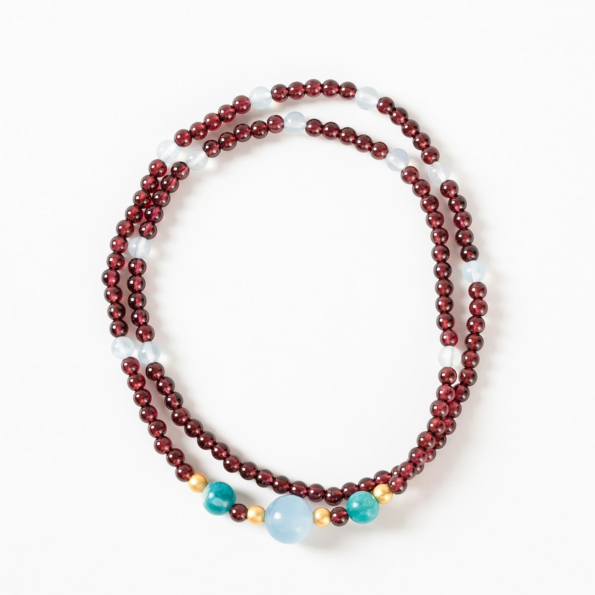 Garnet Aquamarine Amazonite Necklace&Bracelet - Natural Gemstone Jewelry