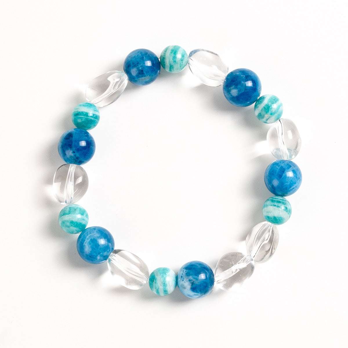 Ocean Soul Crystal Bracelet Blue Apatite, Amazonite and Clear Quartz Bracelet for Emotional Calmness and Focus