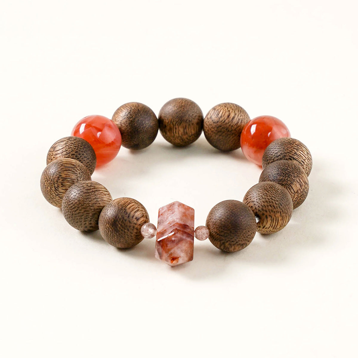 Ember Wood & Carnelian Vitality Crystal Bracelet 12mm