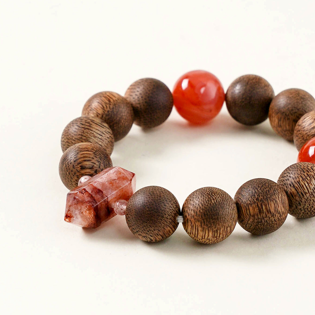 Ember Wood & Carnelian Vitality Crystal Bracelet 12mm