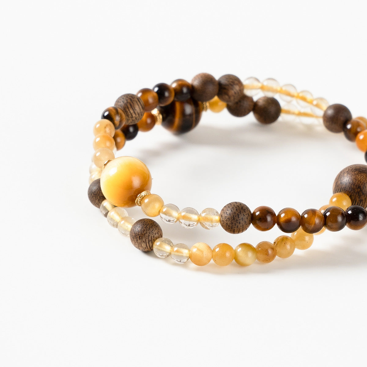 Tiger Eye & Rutilated Quartz & Agarwood Crystal Bracelet