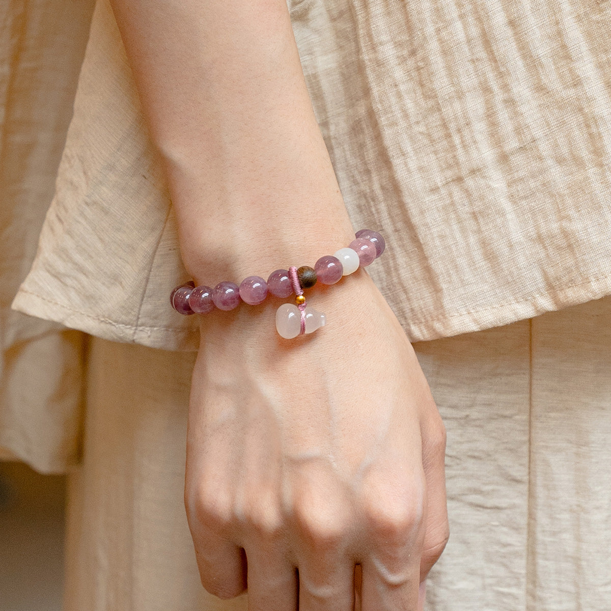 Blush Harmony Crystal Bracelet with Calabash Charm