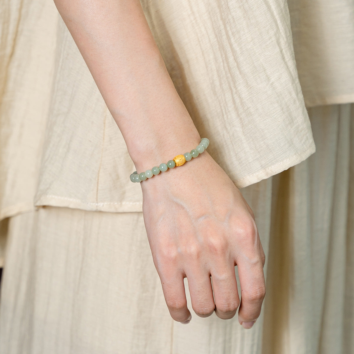 Hetian Jade & Mantra Bead Bracelet 6mm|Attract Health