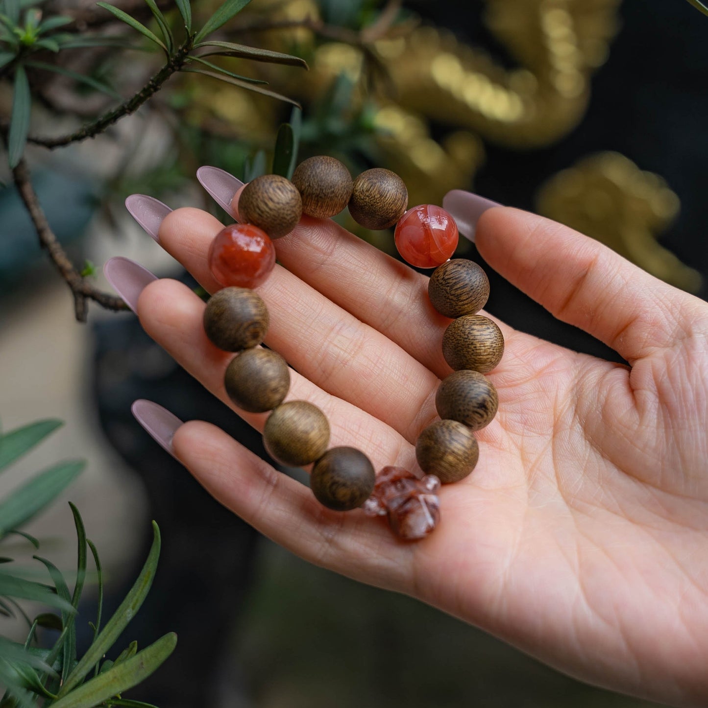 Ember Wood & Carnelian Vitality Crystal Bracelet 12mm