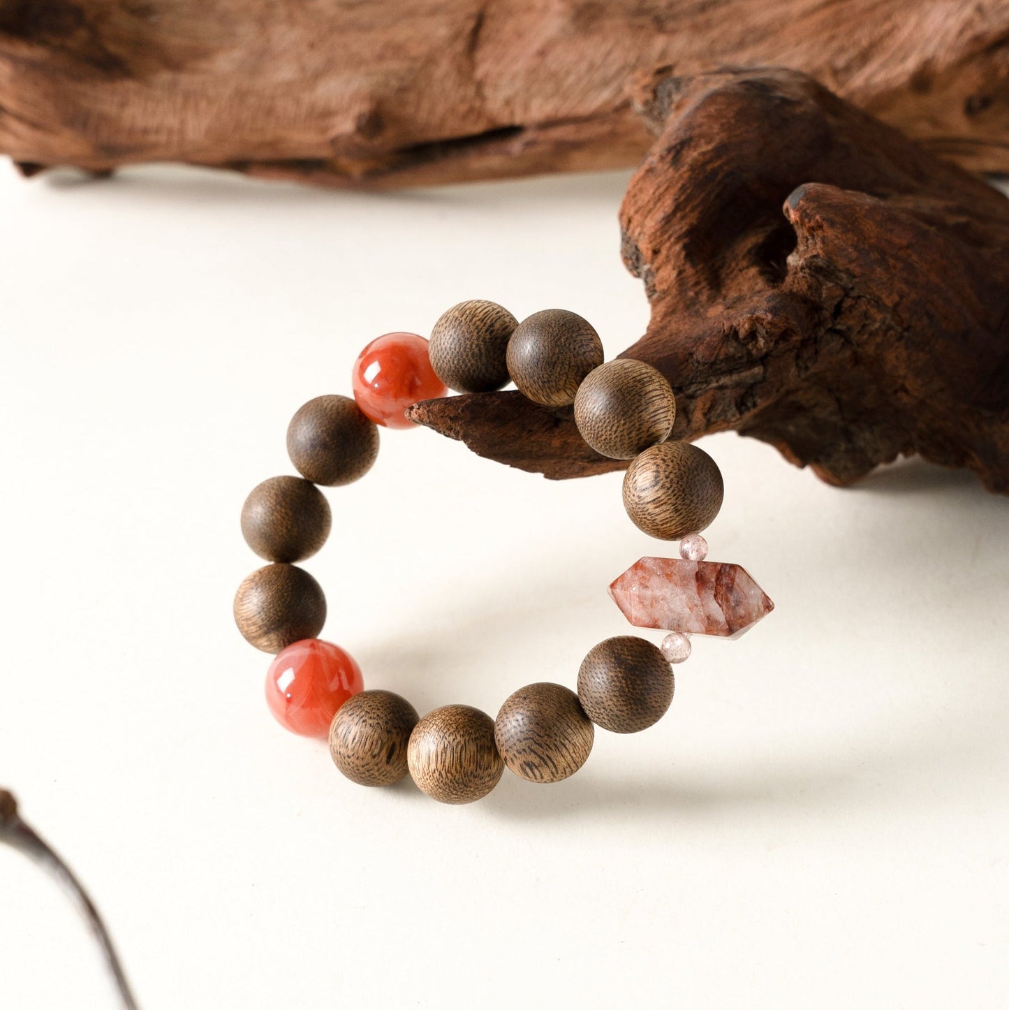 Ember Wood & Carnelian Vitality Crystal Bracelet 12mm