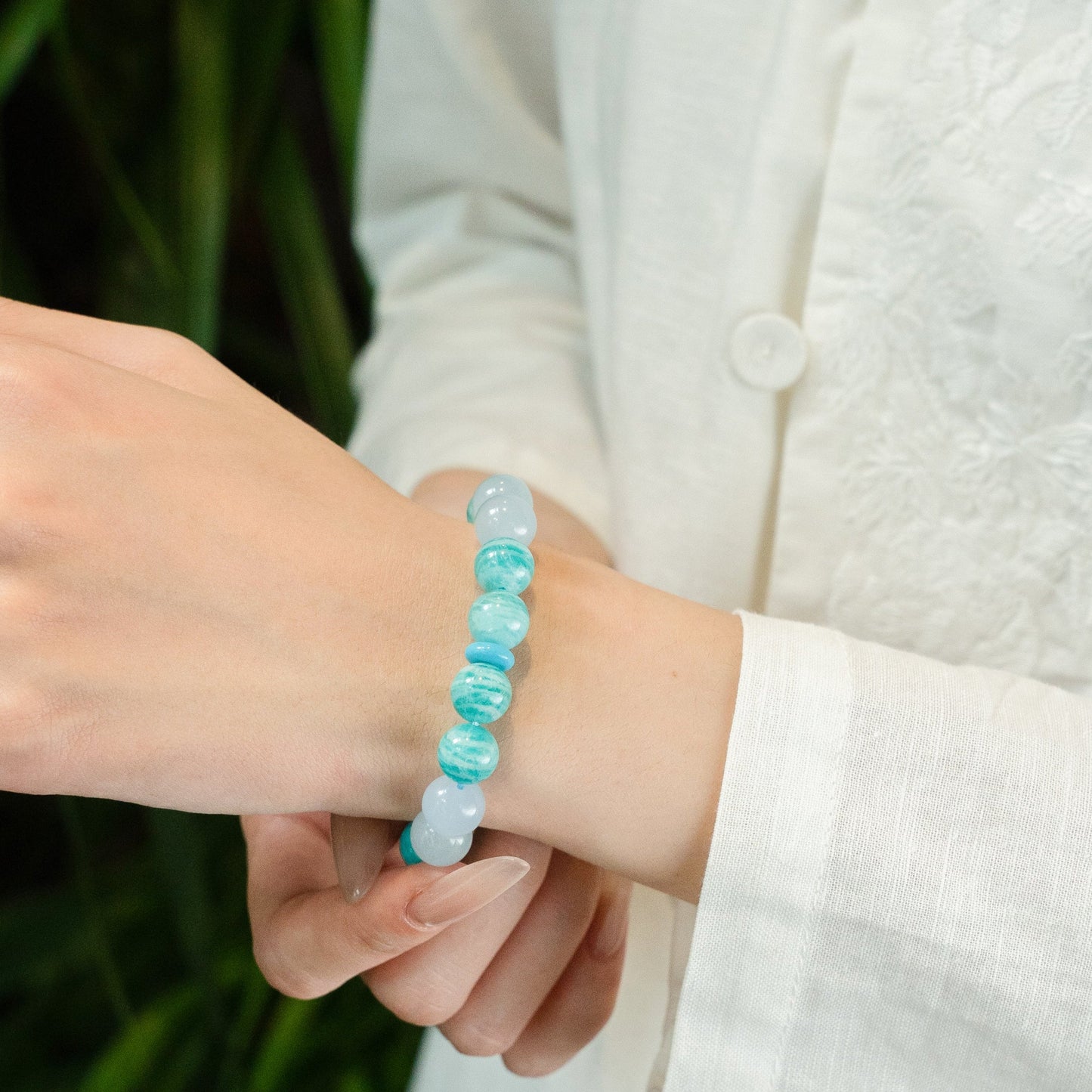 Amazonite Blue Chalcedony Crystal Bracelet