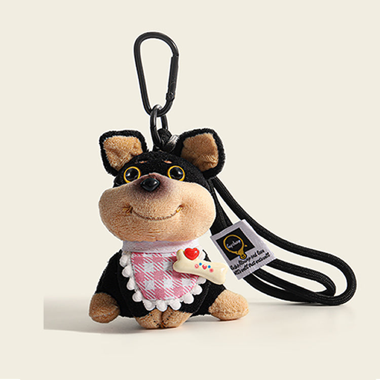 Adorable Bee Puppy Plush Backpack Charm Keychain