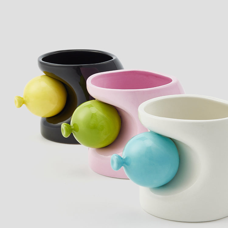 Unique Balloon Coffee Cup - High-Design Color-Blocked Ceramic Couple Mugs
