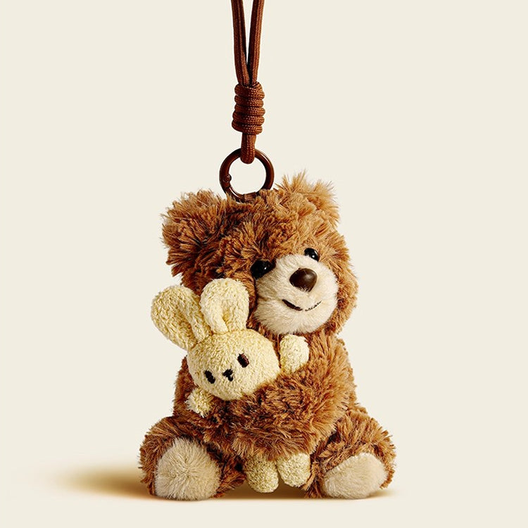 Bear Hug Rabbit Plush Doll Bag Charm Keychain
