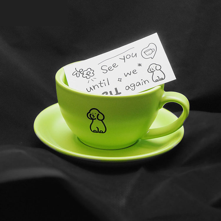 Coffee Cup Set with Reinforced Porcelain Coaster & Latte Art Mug Cup