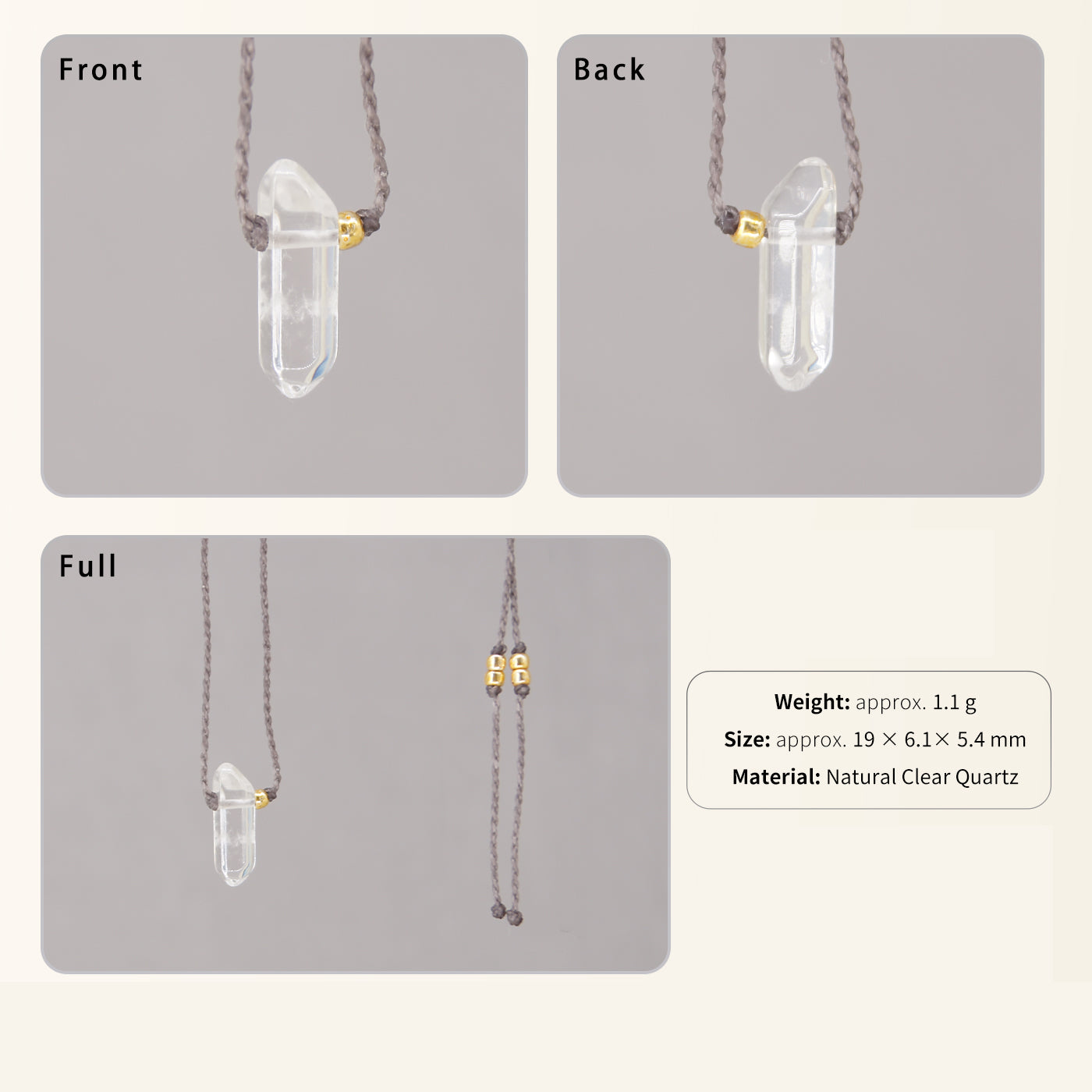 Natural Crystal Hexagonal Prism Pendant Necklace - Couple Style