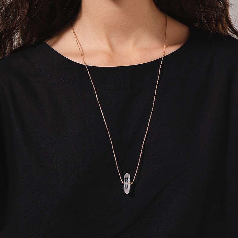 Natural Crystal Hexagonal Prism Pendant Necklace - Couple Style