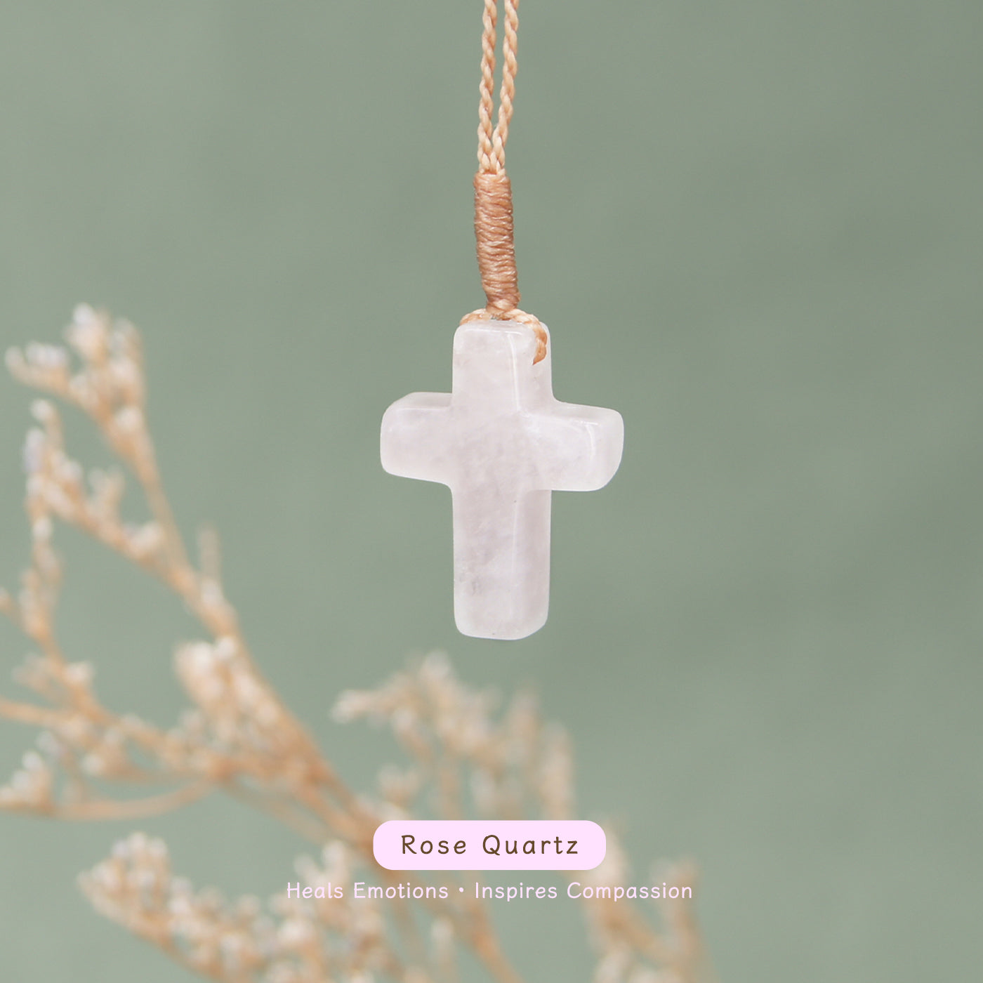 Natural Crystal Cross Pendant Necklace - Unisex & Couple Style