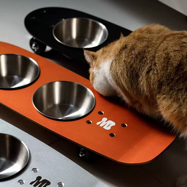 Skateboard Design Stainless Steel Pet Bowl - Large Mouth Durable Cat/Dog Bowl