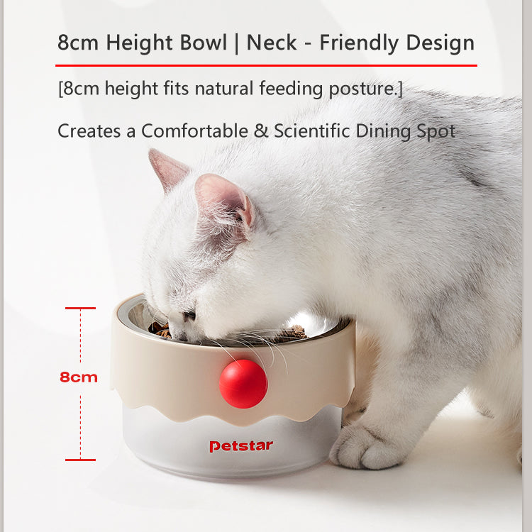 Stainless Steel Cat Double Bowl - Elevated Food Bowl & Water Dish
