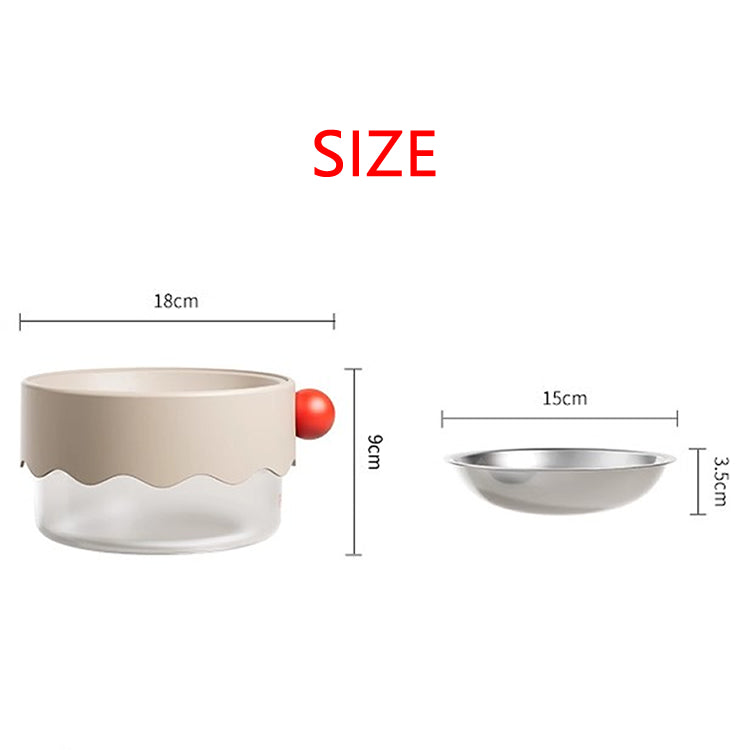Stainless Steel Cat Double Bowl - Elevated Food Bowl & Water Dish