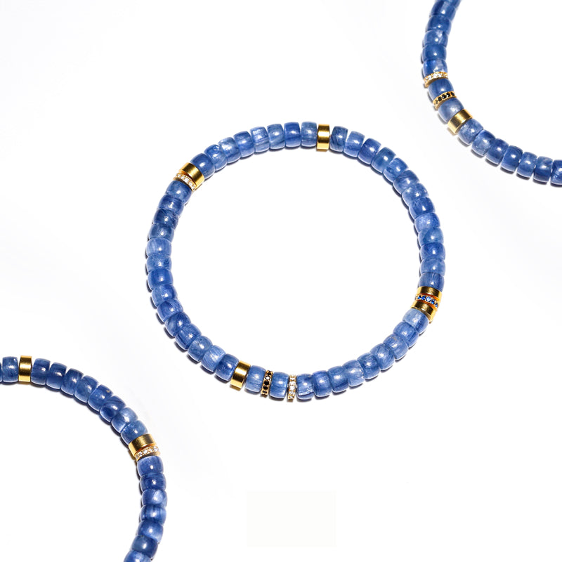 Handmade Natural Kyanite Crystal Straight-Cut Bracelet