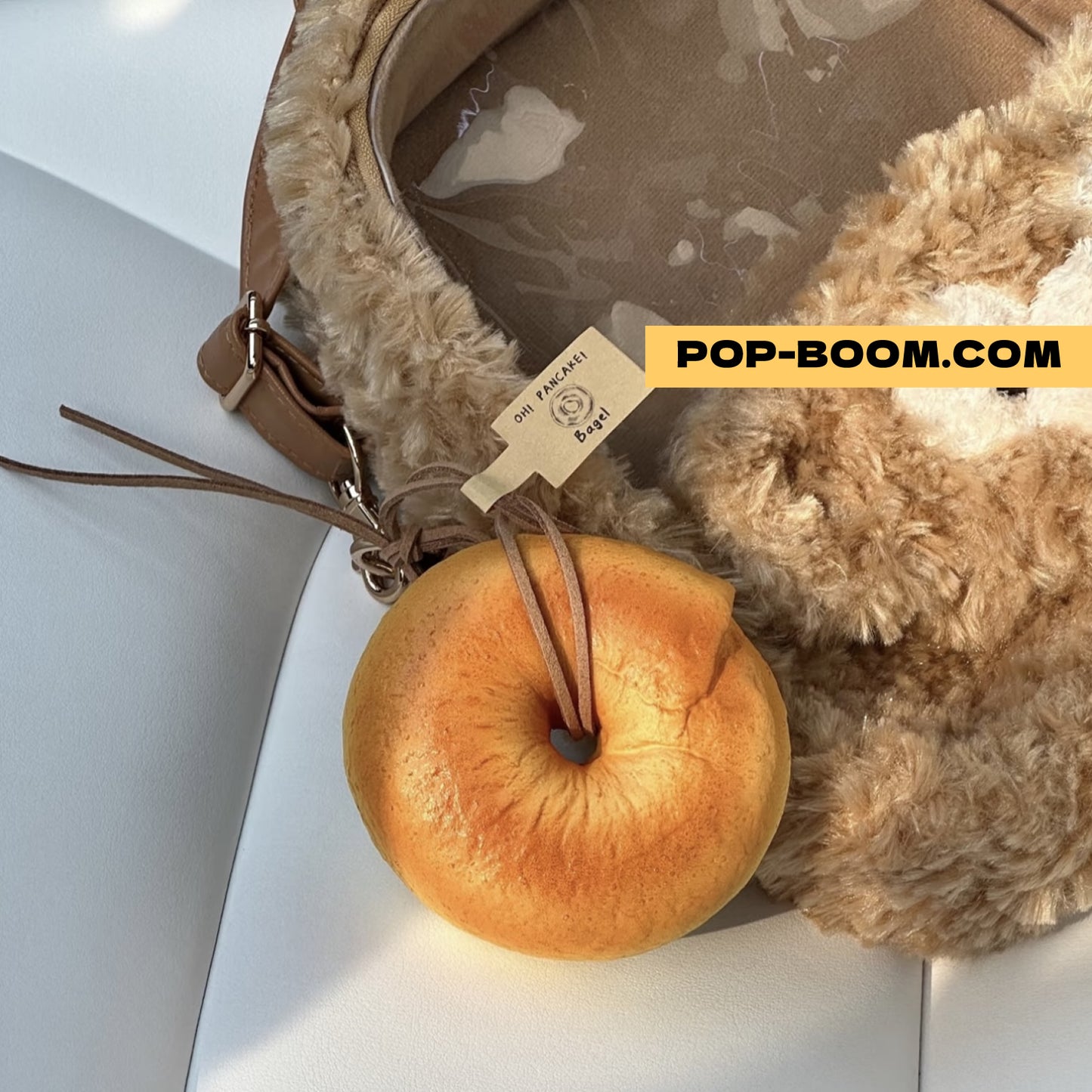 Handmade Bread Stress Relief Charm| Croissant/Bagel/EGG TART Car Hanging Decor | Universal Squishy Keychain for Door/Bag