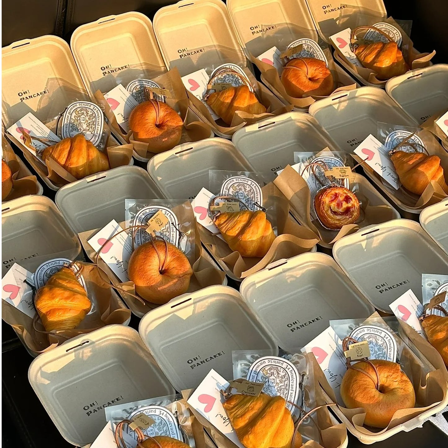 Handmade Bread Stress Relief Charm| Croissant/Bagel/EGG TART Car Hanging Decor | Universal Squishy Keychain for Door/Bag