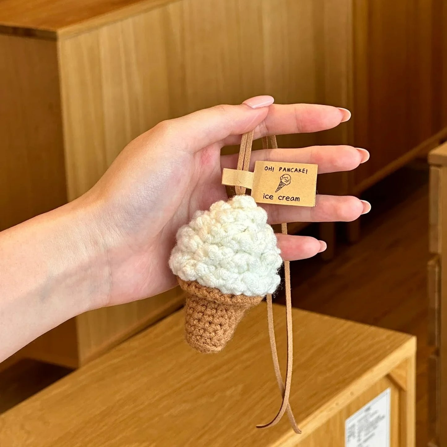 Kawaii Handmade Plush Ice Cream Cone Keychain | Bag Charm Door Hanger | Valentines Day Gift