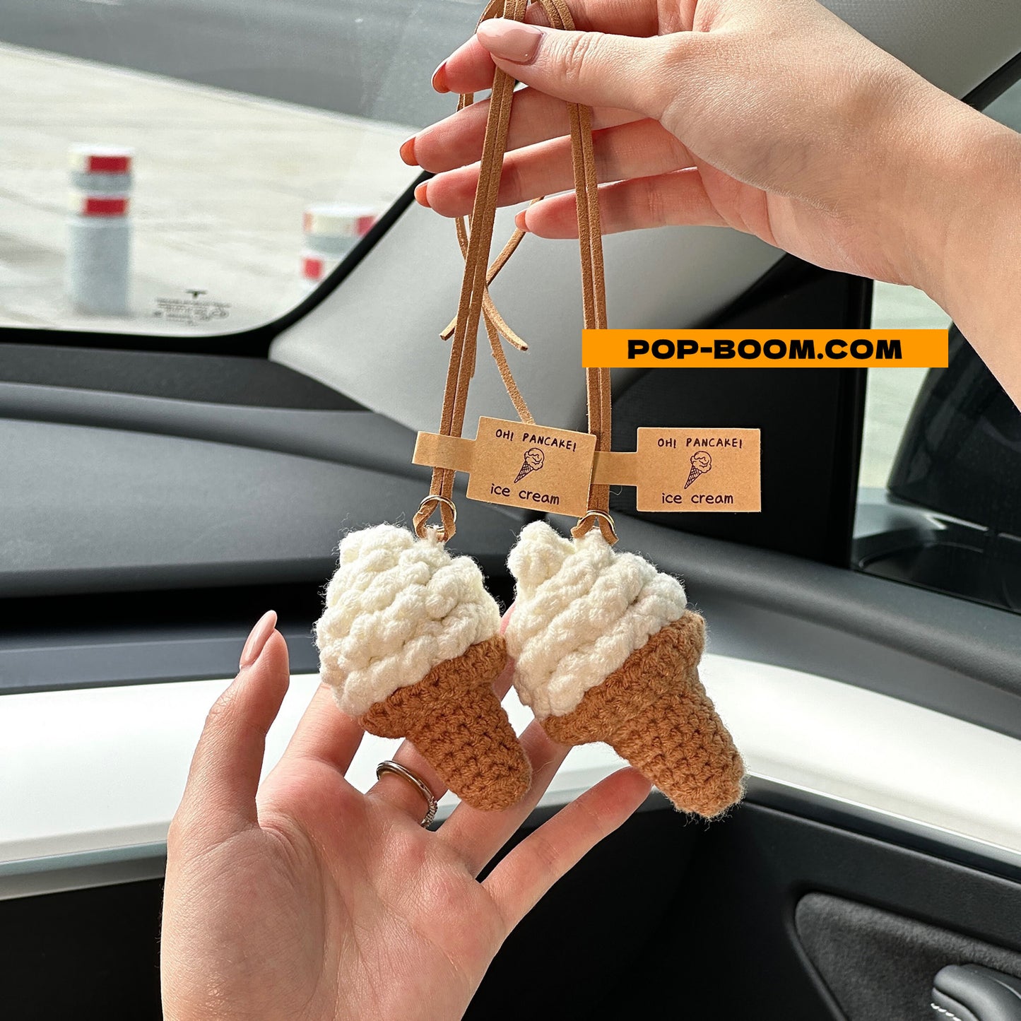 Kawaii Handmade Plush Ice Cream Cone Keychain | Bag Charm Door Hanger | Valentines Day Gift