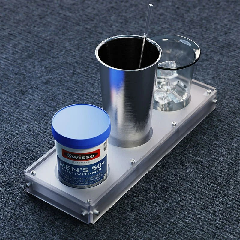 Non-Slip Acrylic Coaster & Cup Holder | Heat-Resistant for Coffee & Tea | Frosted Clear/Black | Recessed Design