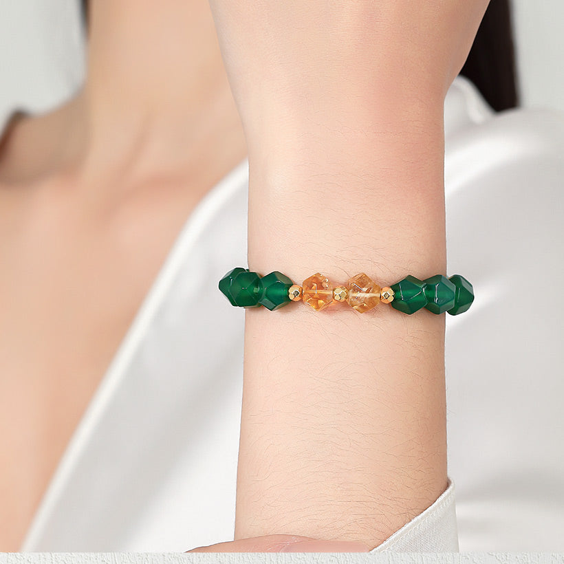 Faceted Octagon-Cut Natural Crystal Bracelets For Couples 17.5CM