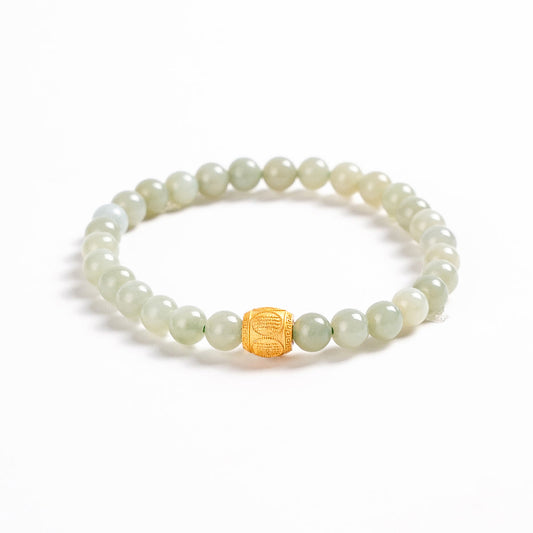 Hetian Jade &amp; Mantra Bead Bracelet 6mm|Attract Health