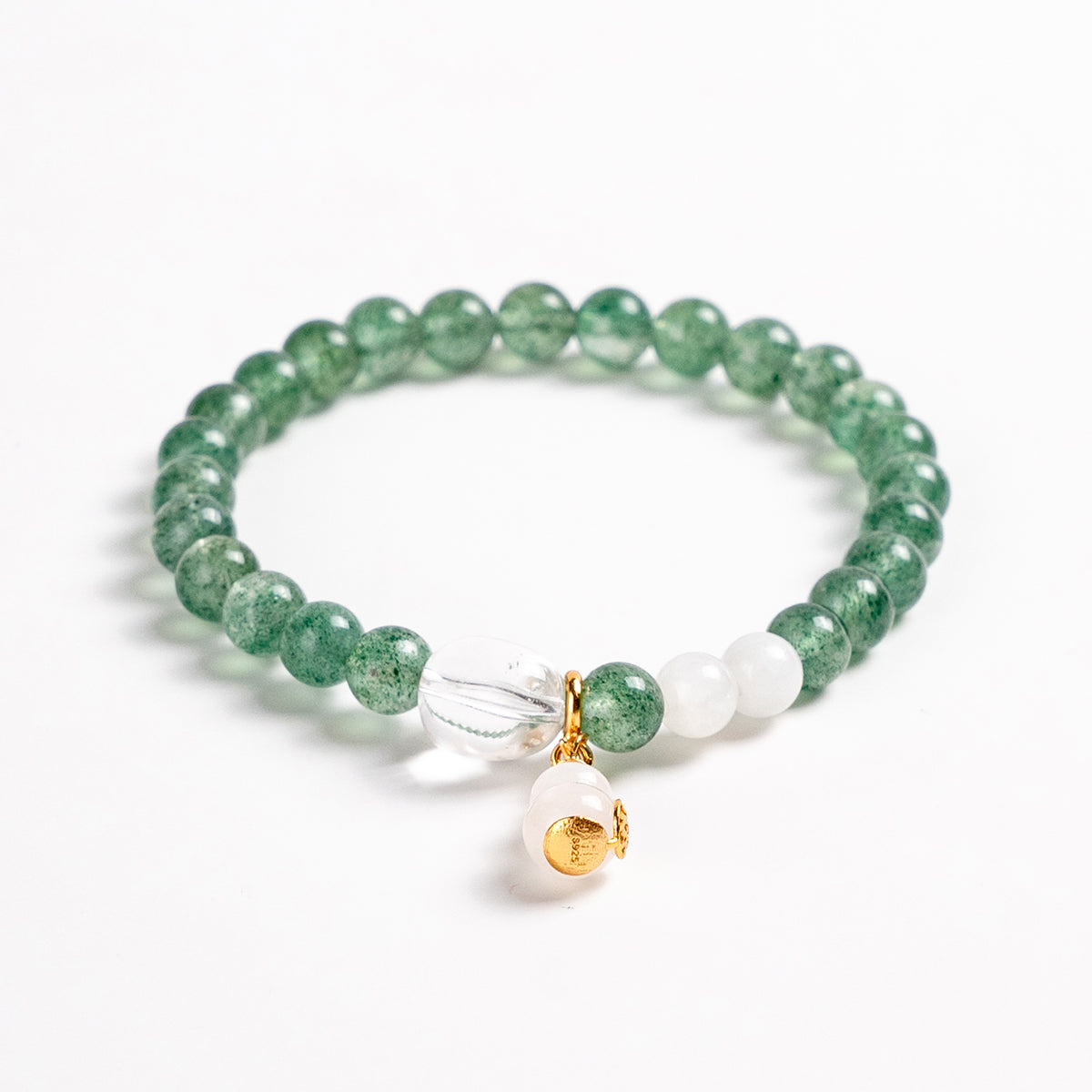 Green Strawberry Crystal & Jade Gourd Bracelet 6mm|Attract Health