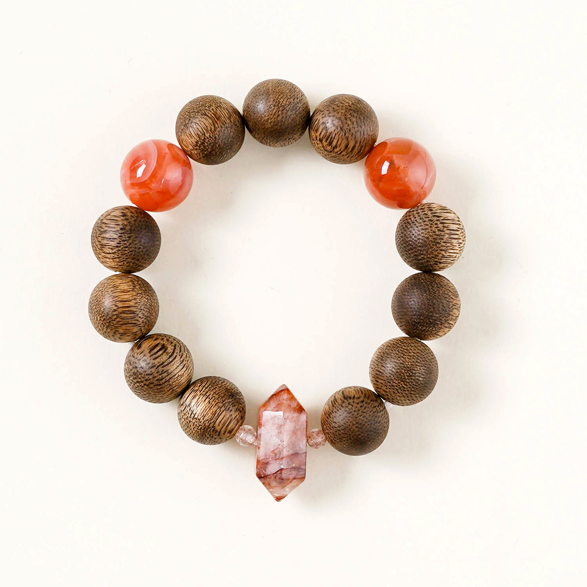 Ember Wood & Carnelian Vitality Crystal Bracelet 12mm