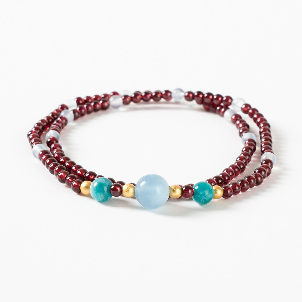 Garnet Aquamarine Amazonite Necklace&Bracelet - Natural Gemstone Jewelry