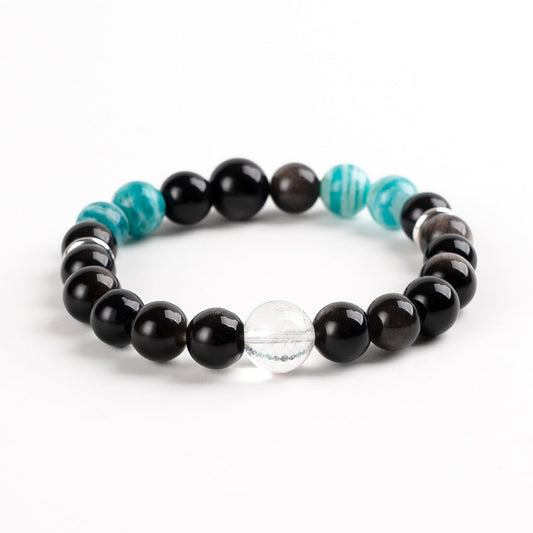 Balance & Clarity Black Obsidian Amazonite & White Crystal Bracelet