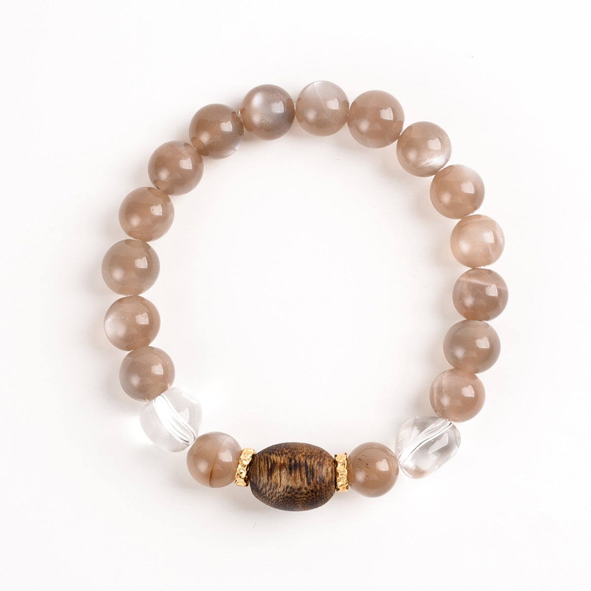 Moonstone, White Crystal & Agarwood Bracelet|Tranquil Focus Crystal Bracelet