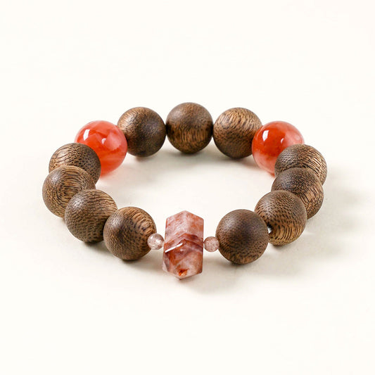 Ember Wood & Carnelian Vitality Crystal Bracelet 12mm