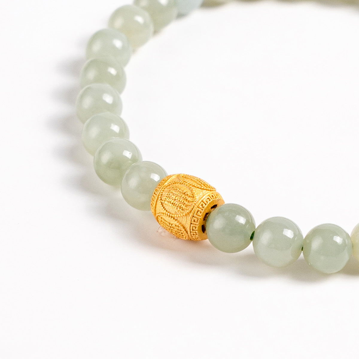 Hetian Jade &amp; Mantra Bead Bracelet 6mm|Attract Health