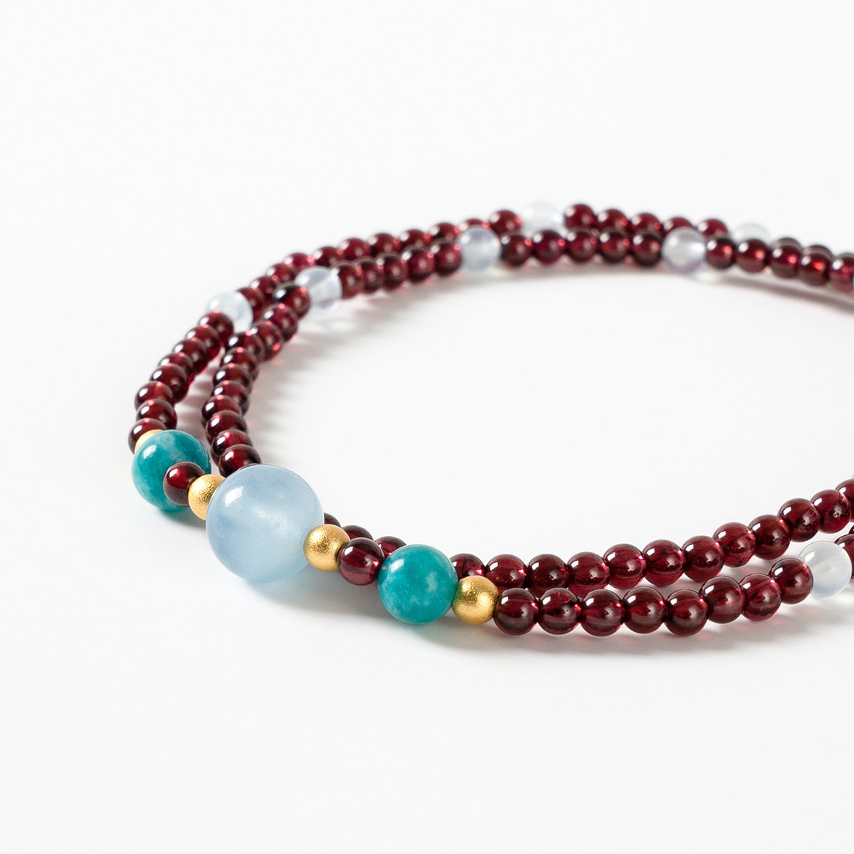 Garnet Aquamarine Amazonite Necklace&Bracelet - Natural Gemstone Jewelry