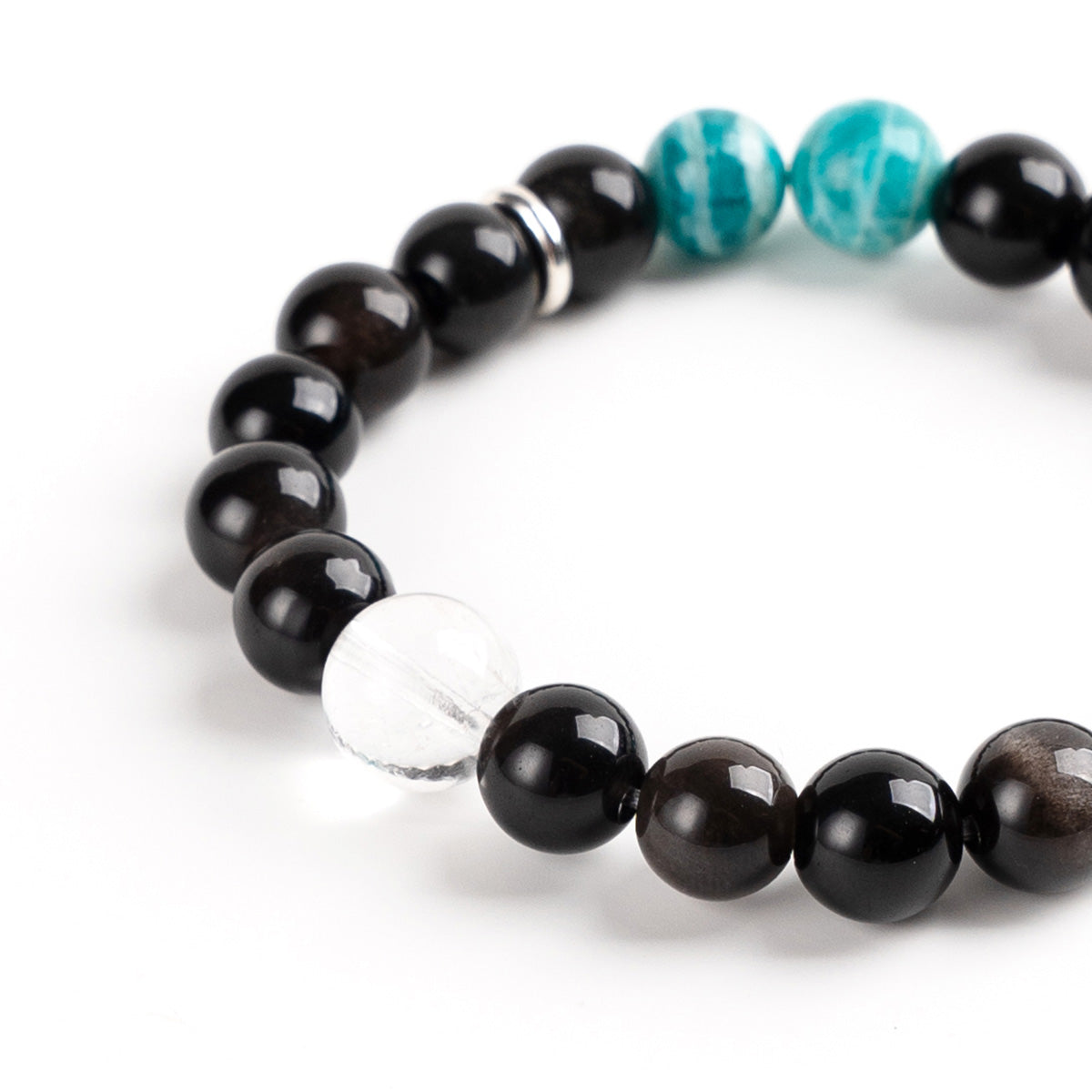 Balance & Clarity Black Obsidian Amazonite & White Crystal Bracelet