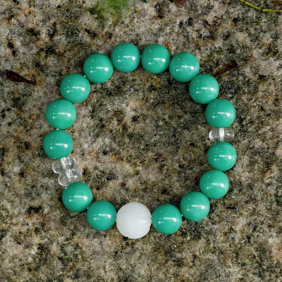 Turquoise Agate & White Jade Bracelet for Protection