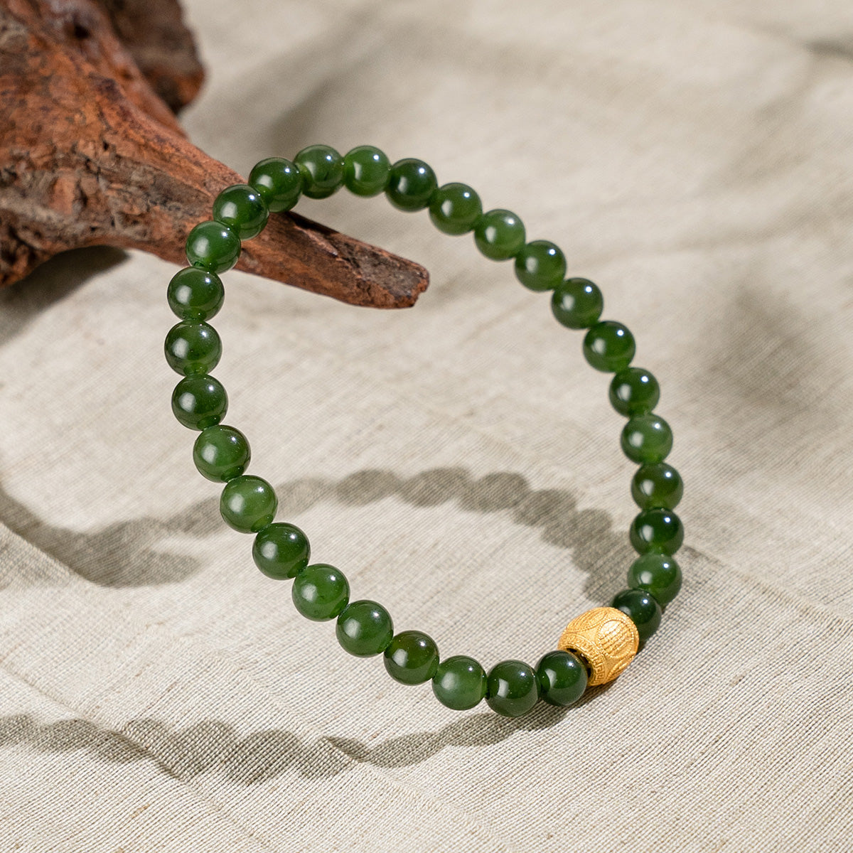 Green Jade Mantra Bead Bracelet