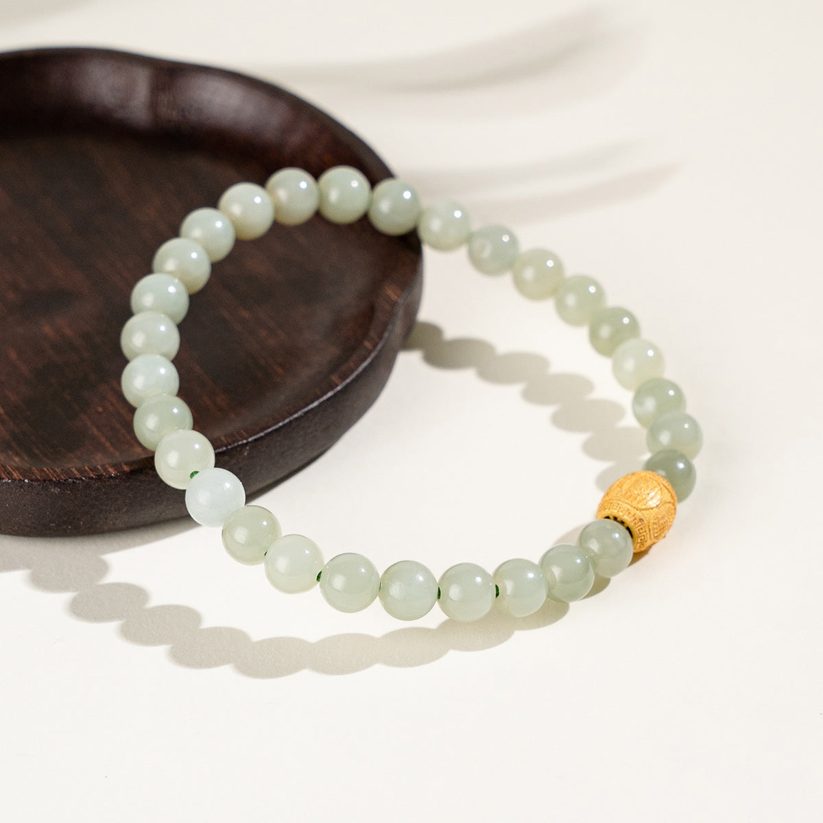 Hetian Jade &amp; Mantra Bead Bracelet 6mm|Attract Health