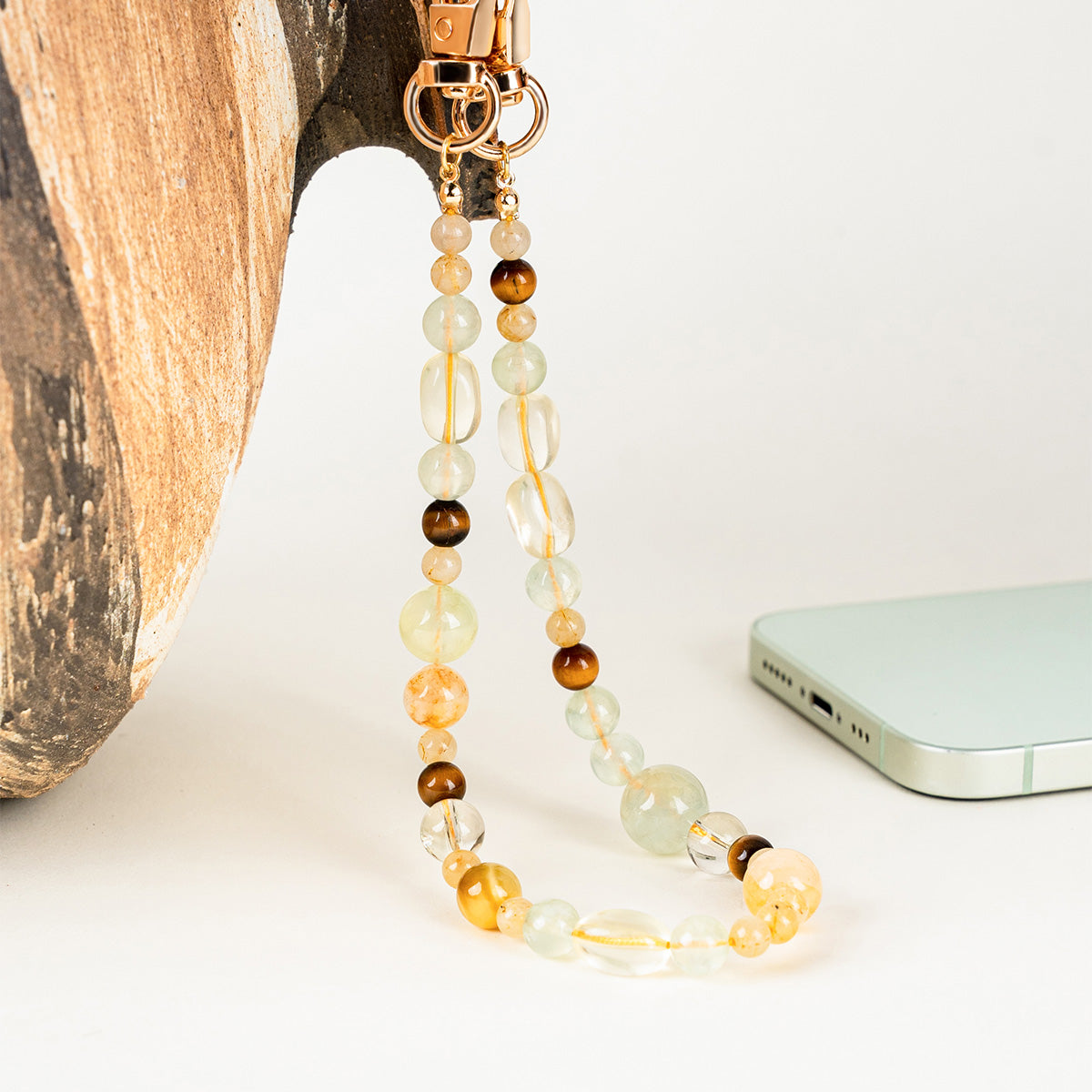 Golden Harmony Crystal Phone Charm