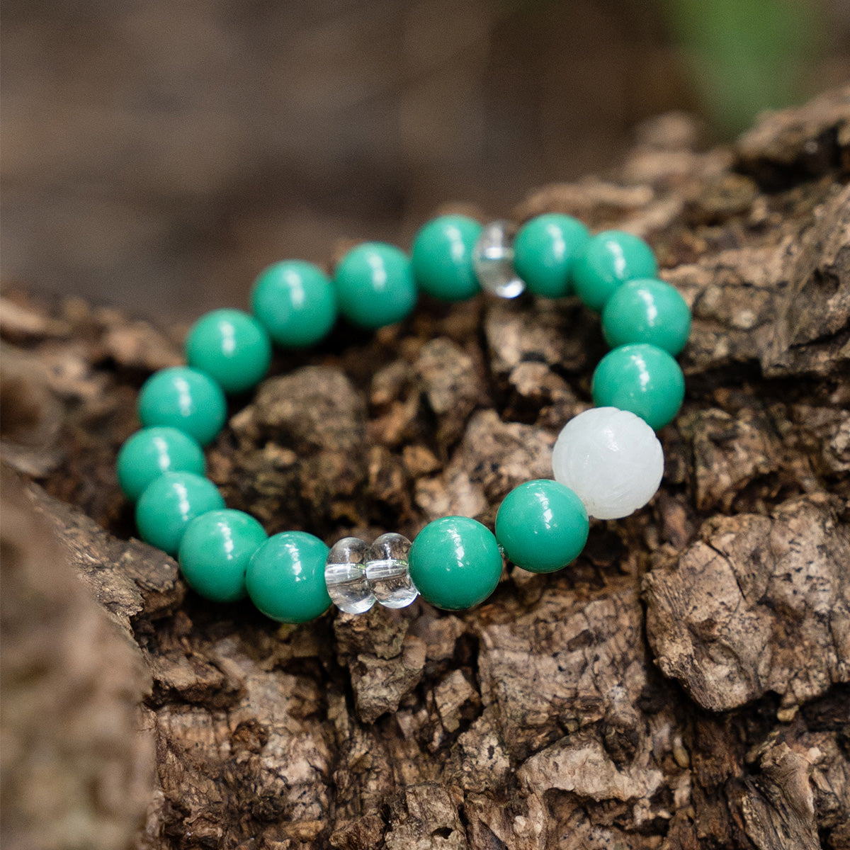 Turquoise Agate & White Jade Bracelet for Protection