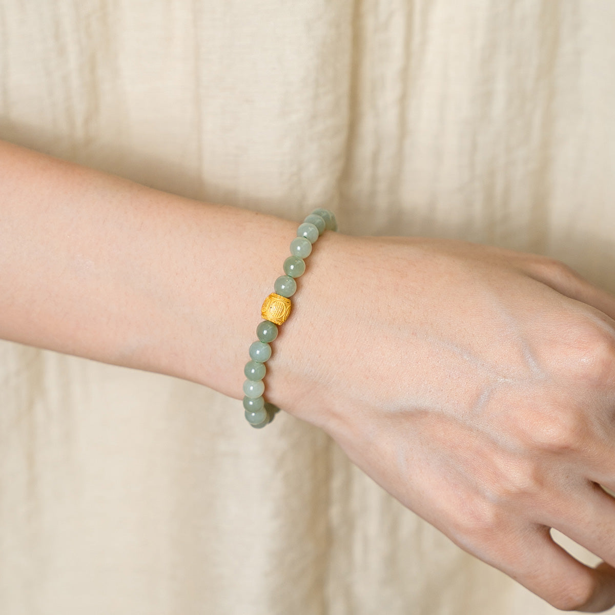 Hetian Jade &amp; Mantra Bead Bracelet 6mm|Attract Health