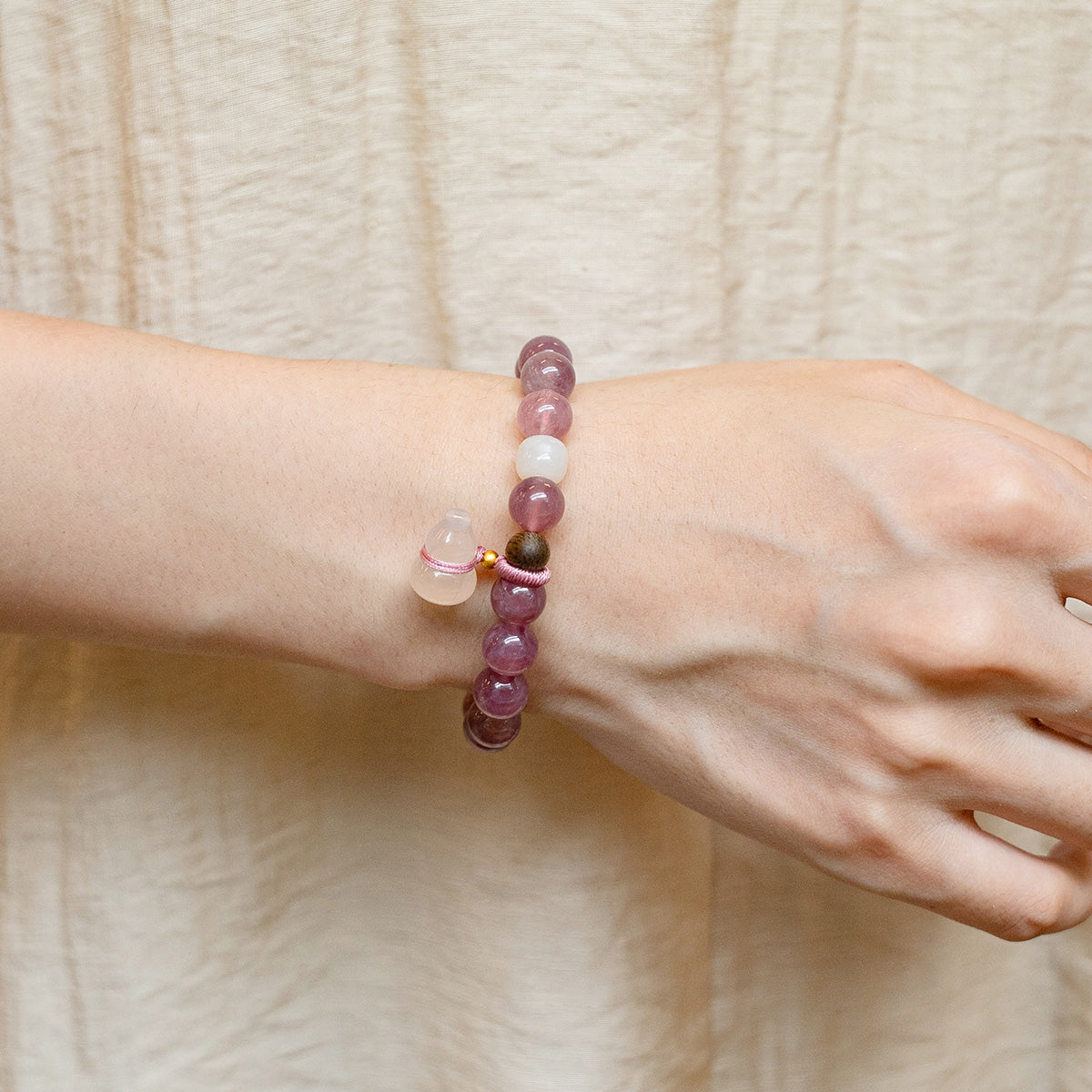Blush Harmony Crystal Bracelet with Calabash Charm