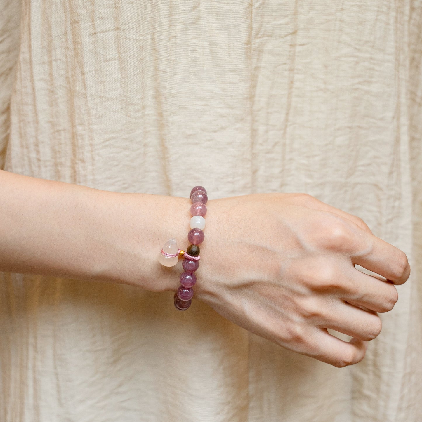 Blush Harmony Crystal Bracelet with Calabash Charm