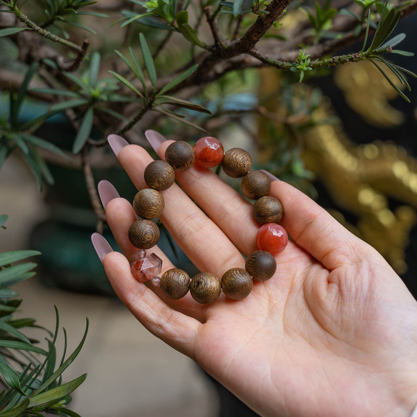 Ember Wood & Carnelian Vitality Crystal Bracelet 12mm