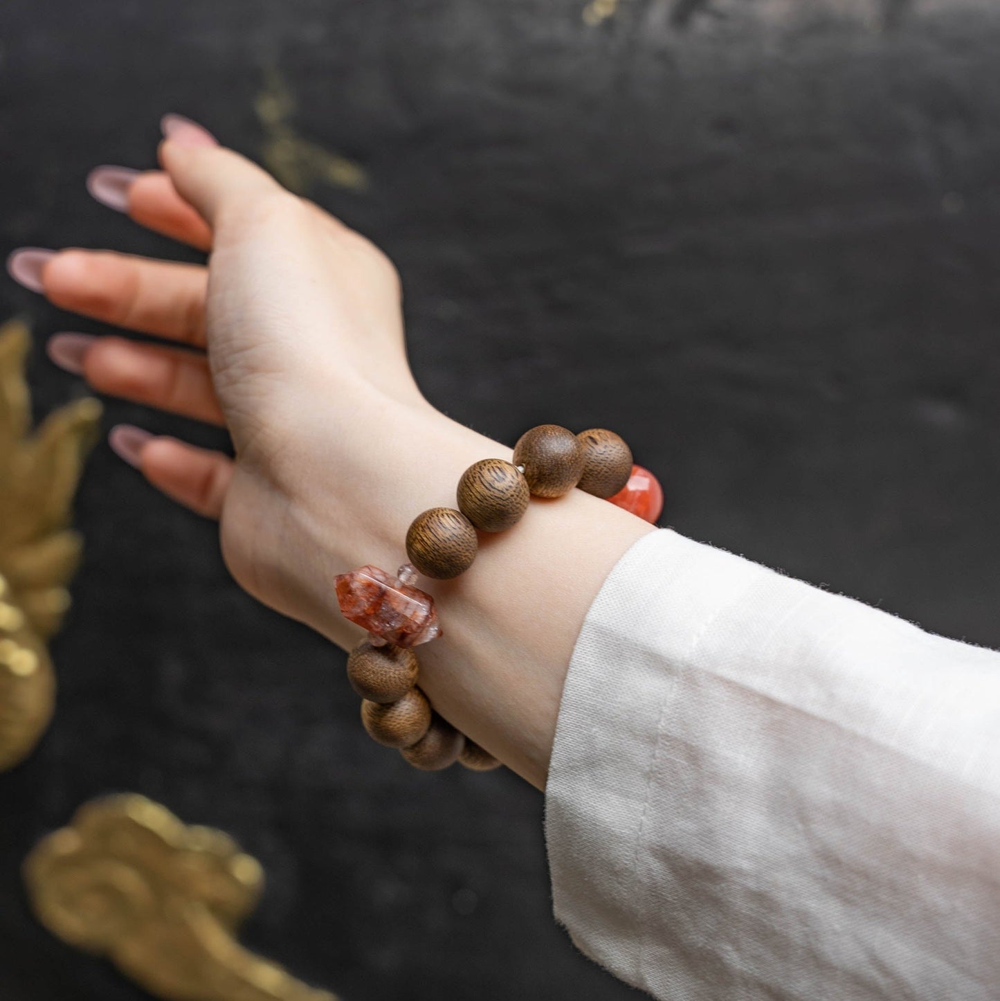 Ember Wood & Carnelian Vitality Crystal Bracelet 12mm
