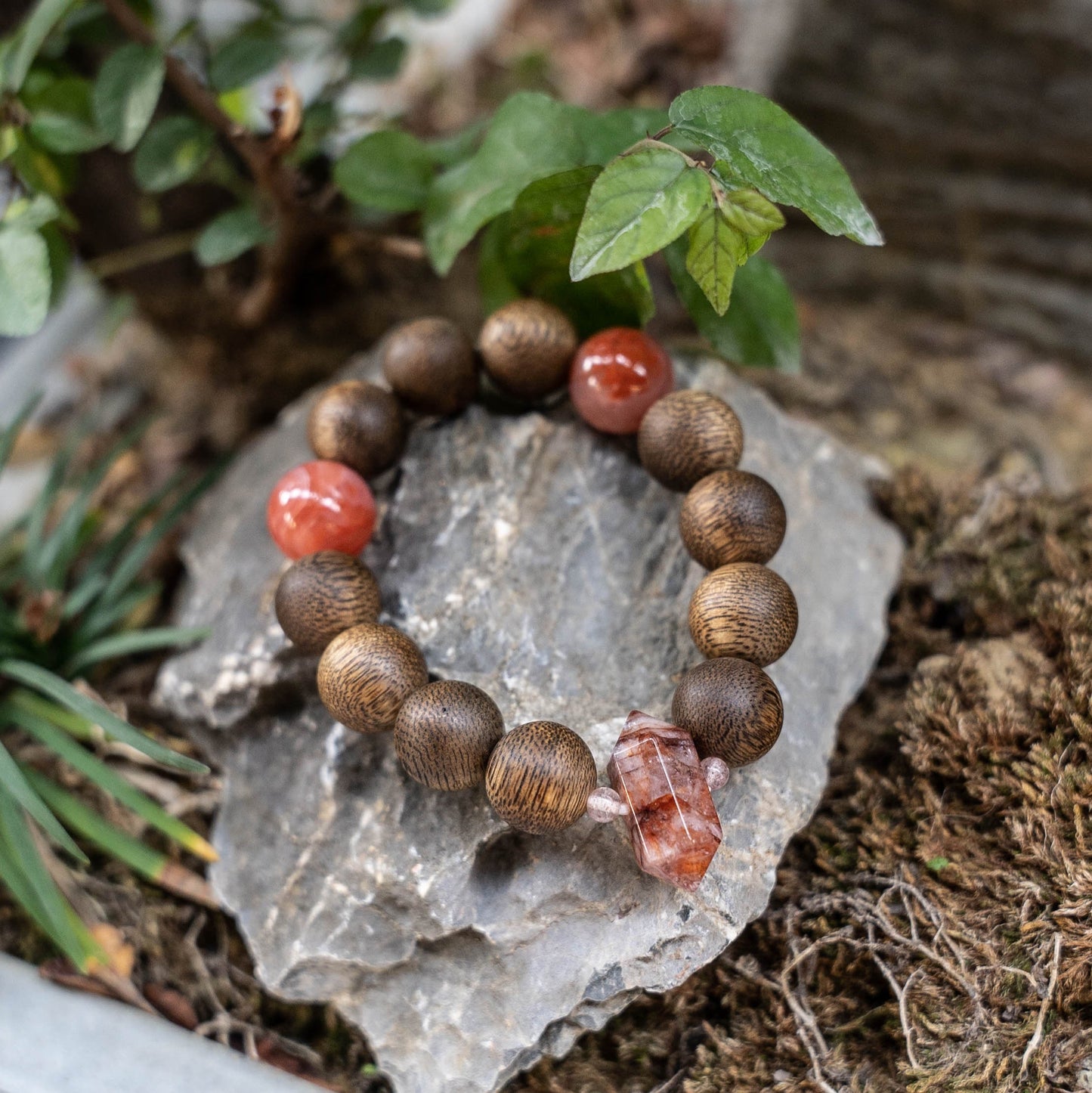 Ember Wood & Carnelian Vitality Crystal Bracelet 12mm