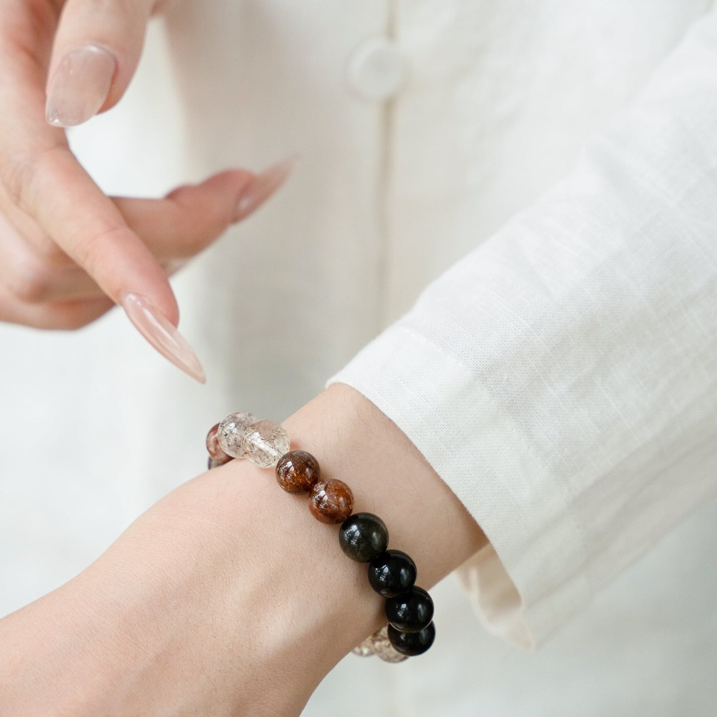 Black Obsidian Harmony Shield Crystal Bracelet
